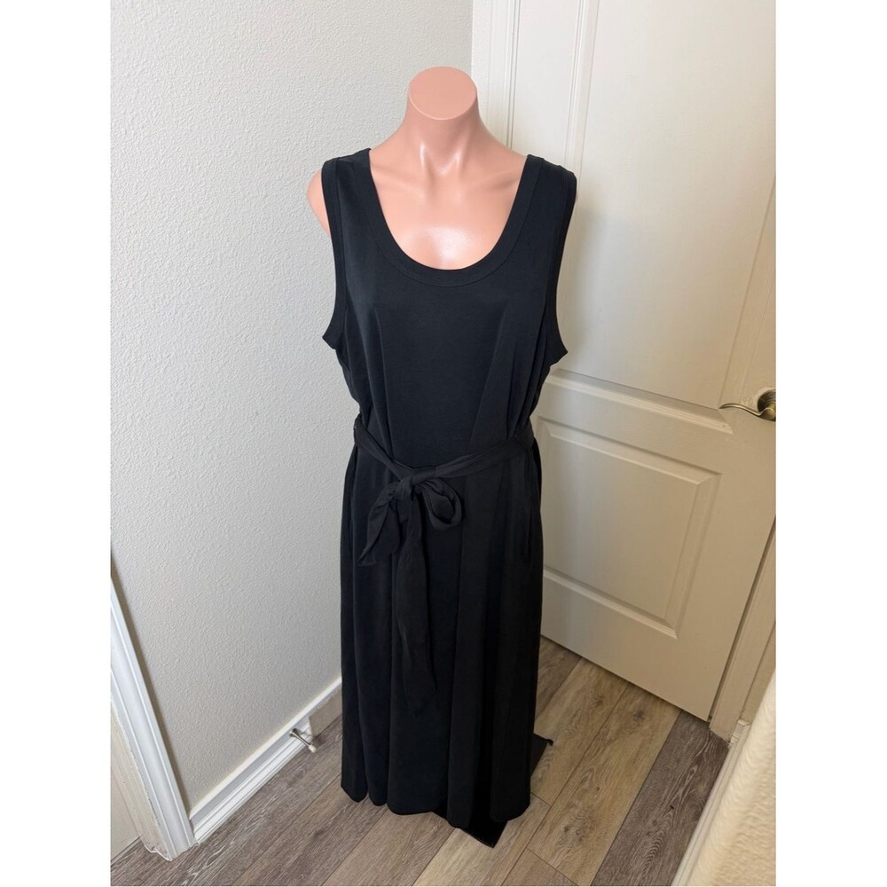 On 34th Black Sleeveless Maxi Dress with Waist Tie Sz XL
